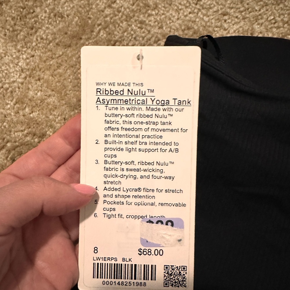 lululemon ribbed July asymmetrical yoga tank top